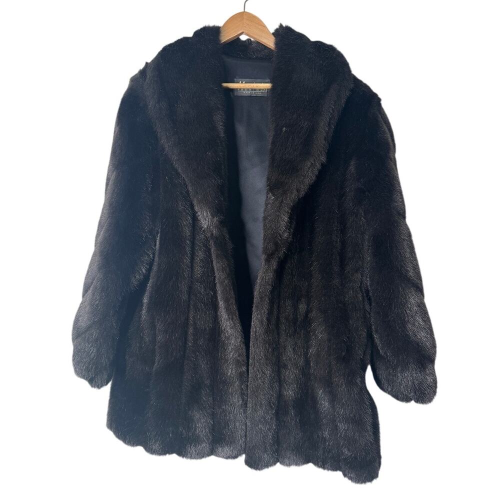 Elegant Black Faux Fur Coat